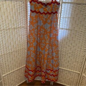 Floral Orange and Red Women's Sundress by Idopip size XL